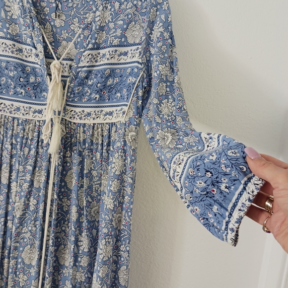 R. Vivimos Maxi Dress Sz XS 0/2 Lt BLUE Bohemian Boho Prairie Floral Dress NEW! - Picture 9 of 15